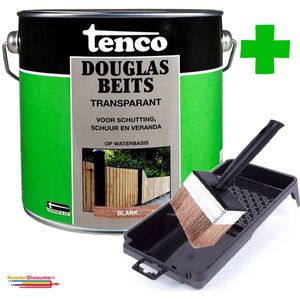 Tenco Douglas Houtbeits Transparant Blankset 2.5L + GRATIS KD Beits Blokkwast & Verfbak 15 cm x 29 cm