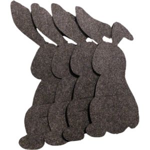 Pasen Bestekhouder - Set van 4 - Vilten Bestekhouders Pasen | Paashaas Bestekhouder - Zwart