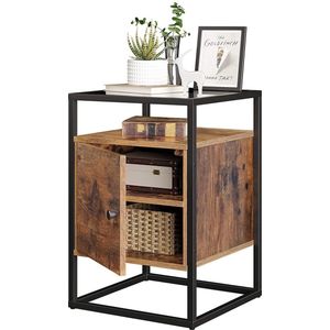 ACAZA Nachtkastje - Nachtkastjes - Vintage Bruin - 40 x 40 x 60 cm (L x B x H) - Hout en Gehard Glas - Nachtkastjes - Nachtkastjes Modern