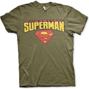 DC Comics Superman Heren Tshirt -XL- Blockletter Logo Groen