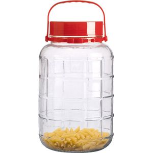 Urban Living Voedsel opslag container - glas - 10 liter - afsluitdop en draag hengsel - transparant - voorraadpot