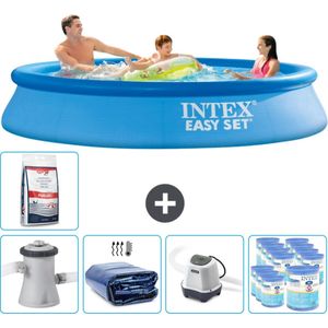 Intex Rond Opblaasbaar Easy Set Zwembad - 305 x 61 cm - Blauw - Inclusief Pomp Solarzeil - Zoutwatersysteem - Filters - Zwembadzout