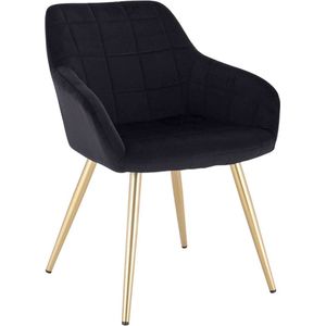 Bolt Edge Eetkamerstoelen - Zwart/Goud - Velvet - Armleuning - Kuipstoel - Set van 1