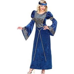 Widmann - Middeleeuwen & Renaissance Kostuum - Hofdame Renaissance Gwendolyn - Vrouw - Blauw - XXL - Carnavalskleding - Verkleedkleding