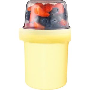 Lock&Lock Yoghurtbeker - Yoghurt beker to go - Muesli beker to go - Lunchpot - Lunchbeker - Lunchbox - Lunchtrommel - Meeneem - Lekvrij - Medium - 560 ml + 310 ml - Geel - LocknLock