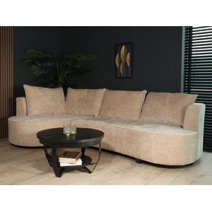 Hoekbank Lando 270cm bank beige chenille bankstel links loungebank