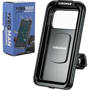 Wegman Telefoonhouder Fiets Waterdicht - Supersnelle en eenvoudige bediening - Geschikt voor Fiets, Fatbike, Elektrische Fiets & Scooter - GSM Houder Fiets - Smartphone houder - Fiets Telefoonhouder