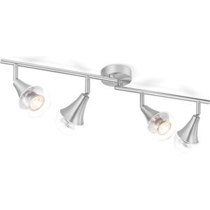 Home Sweet Home - Moderne LED Opbouwspot Vaya - Geborsteld staal - 67.5/9/18cm - 4 lichts plafondspot - Dimbaar - inclusief LED lichtbron - GU10 fitting - 5W 390lm 3000K - warm wit licht - gemaakt van glas en metaal