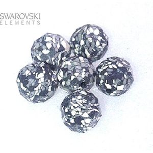Swarovski kristal, ronde facetkralen 8mm (5000) ceramics zwart/wit. Per 12 stuks