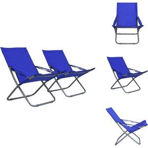 vidaXL Inklapbare Strandstoel - Inklapbare Strandstoelen - Stoel - Stoelen - Strandstoelen 2 st inklapbaar stof blauw