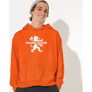 Oranje Koningsdag Hoodie Oranje Boven - Maat S - Uniseks Pasvorm - Oranje Feestkleding