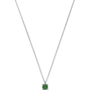 New Bling 9NB-1058 Zilveren Ketting met Zirkonia Hangertje - 5mm - Groen - 40+5cm - Rhodium - Zilver