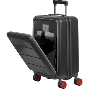 LUCCETI - Handbagage trolley 35 L - Spinner wielen - Handbagage koffer - Lichtgewicht Trolley - Dubbel TSA Slot - Handig voorvak koffer handbagage - 55 cm- PURE BLACK
