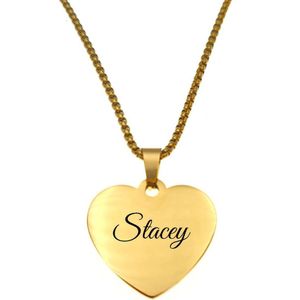 Ketting - Hart - Met Naam - Stacey - Goud