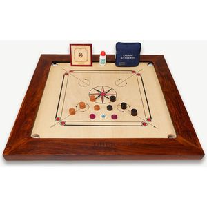Ubergames- Carrom Board - Championship - 21kg - Made in India - 74x74cm Speelveld - Complete Set - Met Tafel en Draagtas