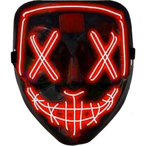 Springos Masker - Halloween - LED-Licht - Lichtgevend - Rood/Zwart