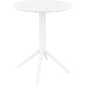 CLP Sky klaptafel - Inklapbare tafel - Rond of vierkant - Tuintafel - Voor binnen en buiten - UV-bestendig - Weerbestendig wit rond