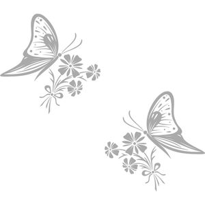Raam - muur sticker decoratieve vlinder met bloem - wall art