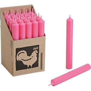 Set van 25x roze kaarsen/dinerkaarsen 18 cm 7-8 branduren - Geurloze kaarsen/steekkaarsen - Tafelkaarsen/kandelaarkaarsen