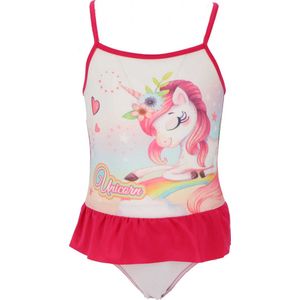 Unicorn - Badpak - Meisjes - Donkerroze Fucsia - Maat 104/110 - 4/5 Jaar