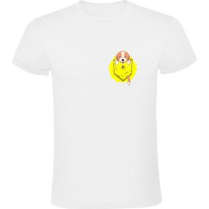 Plassende Hond Borstzakje Heren T-shirt - dieren - honden - plassen - luier - wc