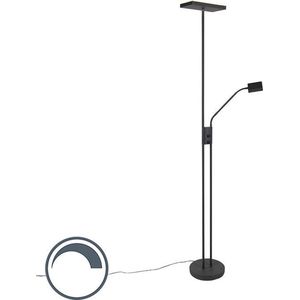 QAZQA jazzy - Moderne Dimbare LED Vloerlamp | Staande Lamp met Dimmer met leeslamp - 1 lichts - H 1845 mm - Zwart - Woonkamer | Slaapkamer
