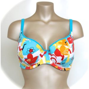 Freya - Casablanca - Bikini Top - Blauw met fantasie print - Maat 85E