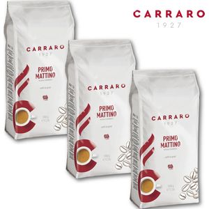 Caffè Carraro 1927 Primo Mattino 3x 1kg - Italiaanse Koffiebonen - Intens en smaakvol - Robusta en Arabica - Voor Delonghi, Siemens, Jura, Moccamaster, Krups, Philips, Sage koffiezetapparaten