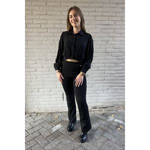 Paulina | Cropped Blouse, Zwart, Maat L
