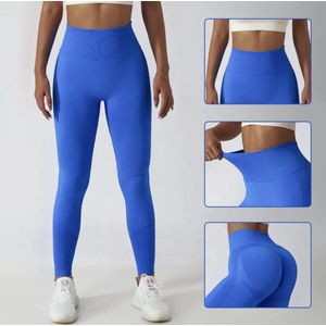 SPRING GYM LEGGING - Maat L - Blauw - Koningsblauw - Fitness legging - Sportlegging - Sportkleding - Yogalegging - Hardlooplegging