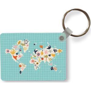 Sleutelhanger - Kaart - Wereld - Bloemen - Fruit - Uitdeelcadeautjes - Plastic