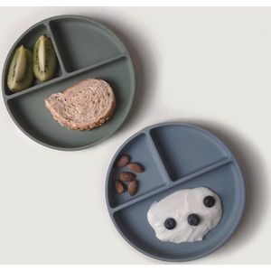 Opdrachten voor baby's en huisdieren, BPA-vrij ontworpen borden van siliconen met deksel, magnetron en waterbestendige automaat, verpakking van 2 stuks