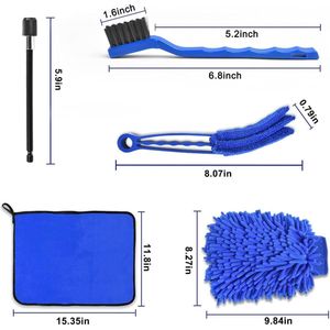 Auto reinigingsset, 21 stuks auto reinigingsborstelset, voor het reinigen van velgen, dashboard, interieur, buiten, leer, ventilatiesleuven, emblemen (blauw)