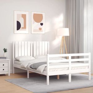 The Living Store-Bedframe-met-hoofdbord-massief-hout-wit-120x200-cm - Bed
