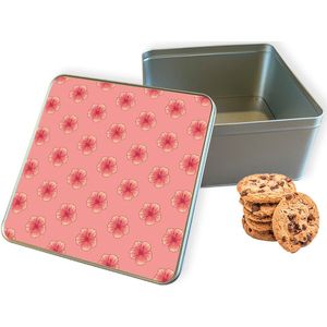 Koektrommel Hawaiiaanse Bloemen I Vierkant - Bewaarblik 20x20x10 cm