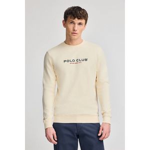 Gebroken witte sweater met ronde hals en rubberen print, regular fit