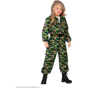 Widmann - Leger & Oorlog Kostuum - Amerikaanse Gevechtspiloot June Kind Kostuum - Groen - Maat 140 - Carnavalskleding - Verkleedkleding
