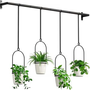 Set van 4 hangende bloempotten, hangende bloempotten met melamine bloempot, hangende plantenbakken voor binnen en buiten, plafond, balkons