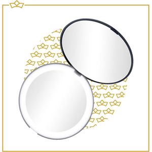 Make-up spiegel met verlichting - Handspiegel - Rond - 10x Vergroting -Led - Usb oplaadbaar - Opvouwbaar - Zwart