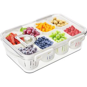 8-compartment refrigerator storage box dish rack and schedule food storage container with closing lid BPA free for vegetables fruits salad