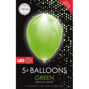 Wefiesta Ballon Led 25 Cm Latex Groen 5 Stuks