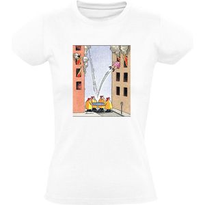 Brandweer Dames T-shirt - vuur - vrouw - flat - grappig