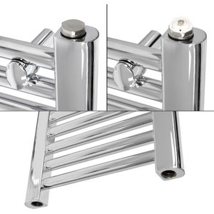 Elektrische badkamerradiator met verwarmingselement 900W 400x1200 mm chroom recht met zijaansluiting LuxeBath
