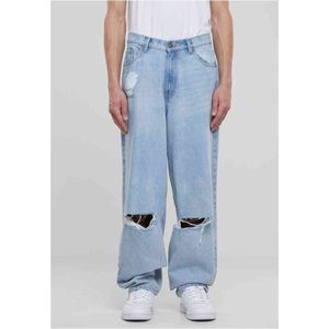 Urban Classics - Heavy Ounce Knee Cut Baggy Fit Jeans Broek rechte pijpen - Taille, 36 inch - Blauw