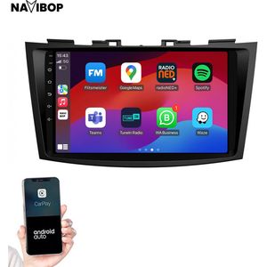 Geschikt voor Suzuki Swift | 2011 t/m 2015 | 9"" Android 14.0 Autoradio | Apple CarPlay & Android Auto | Bluetooth 5.4 | GPS Navigatie | NAVIBOP N-SS-2921