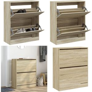 vidaXL Schoenenkast 80x34x96,5 cm bewerkt hout sonoma eikenkleurig - Schoenenrek - Schoenenrekken - Opbergrek Voor Schoenen - Schoenenstellage