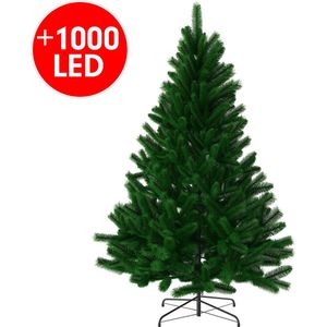 Kerstboom AG - Volle boom - kunstkerstboom  210cm hoog - 1160 takken - Inclusief 1000 LEDS- Kunstkerstbomen - Christmas Tree - Groot- veel takken - donkergroen - kerst - decoratie