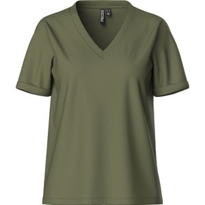 Pieces T-shirt Pcria Ss V-neck Solid Tee Noos Bc 17120455 Deep Lichen Green Dames