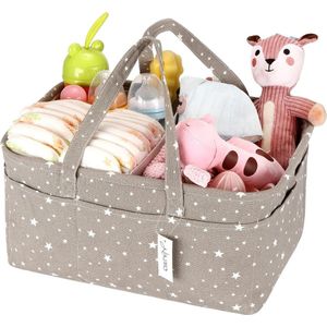 Babyluier Caddy - Nursery Tote Storage Box met 3 compartimenten - Draagbare Organizer voor Pasgeborenen - Douchegiftmand met verwijderbare verdeler - 10 Onzichtbare Luiertassen verschoonmand