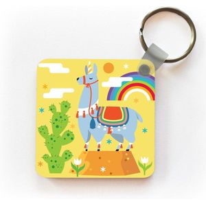 Sleutelhanger - Uitdeelcadeautjes - Lama - Regenboog - Natuur - Plastic